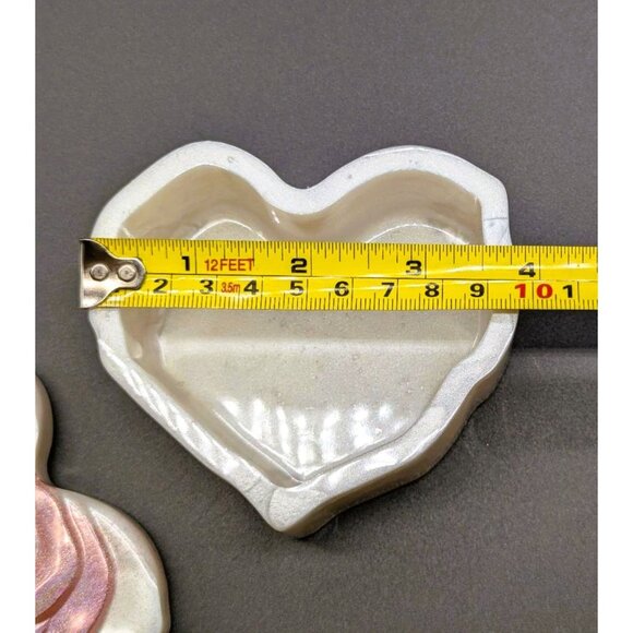 Handmade Iridescent Pink Rose Heart-Shaped Resin Trinket Box NEW - Picture 6 of 8